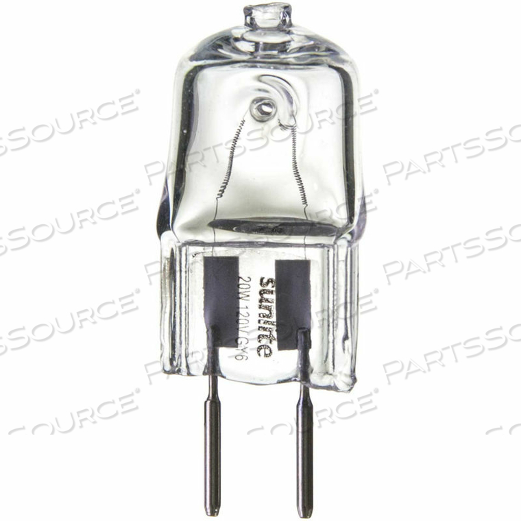 SUNLITE Q20/CL/GY6/12V 20W SINGLE ENDED T3.5 HALOGEN BULB, GY6.35 BASE, CLEAR 