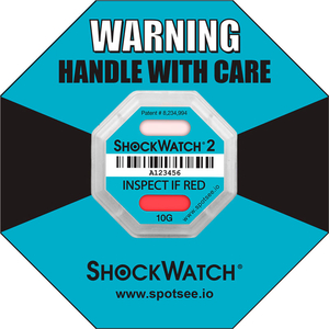 SPOTSEE 2 SERIALIZED FRAMED IMPACT INDICATORS, 10G RANGE, TEAL, 50/BOX by Shockwatch Inc