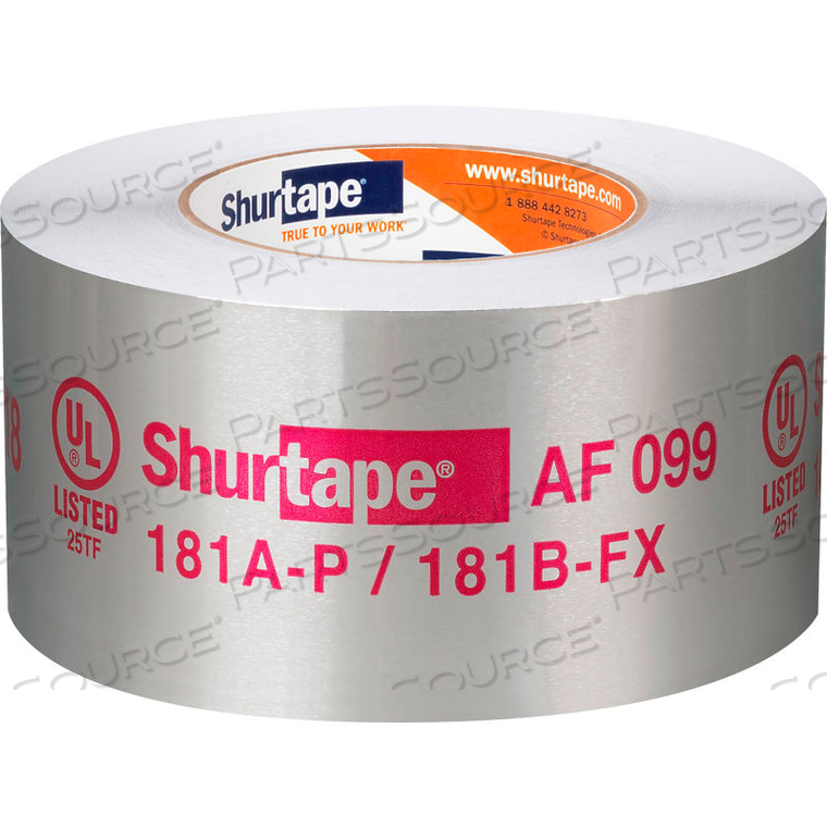 AF 099 UL 181A-P/B-FX LISTED/PRINTED ALUMINUM FOIL TAPE - SILVER - 72MM X 55M by Shurtape AF 099 UL 181A-P/B-FX LISTED/PRINTED ALUMINUM FOIL TAPE - SILVER - 72MM X 55M by Shurtape