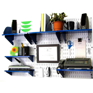 OFFICE WALL MOUNT DESK STORAGE AND ORGANIZATION KIT, WHITE/BLUE, 48" X 32" X 12" by Wall Control Pegboard