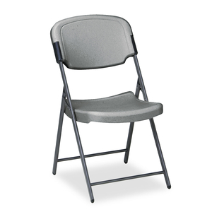 ROUGH N READY COMMERCIAL FOLDING CHAIR, SUPPORTS UP TO 350 LB, 15.25" SEAT HEIGHT, CHARCOAL SEAT, CHARCOAL BACK, SILVER BASE by Iceberg Enterprises