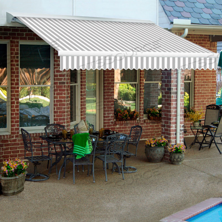 RETRACTABLE AWNING MANUAL 18'W X 10'D X 10"H GRAY/WHITE 