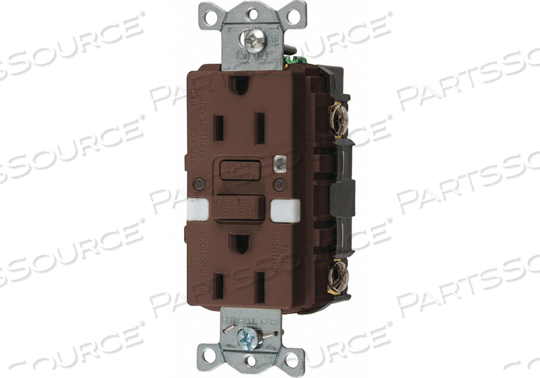 GFCI RCEPTCLE COMMER. BRWN 15A 0.5 HP by Hubbell Incorporated, Wiring Device-Kellums GFCI RCEPTCLE COMMER. BRWN 15A 0.5 HP by Hubbell Incorporated, Wiring Device-Kellums