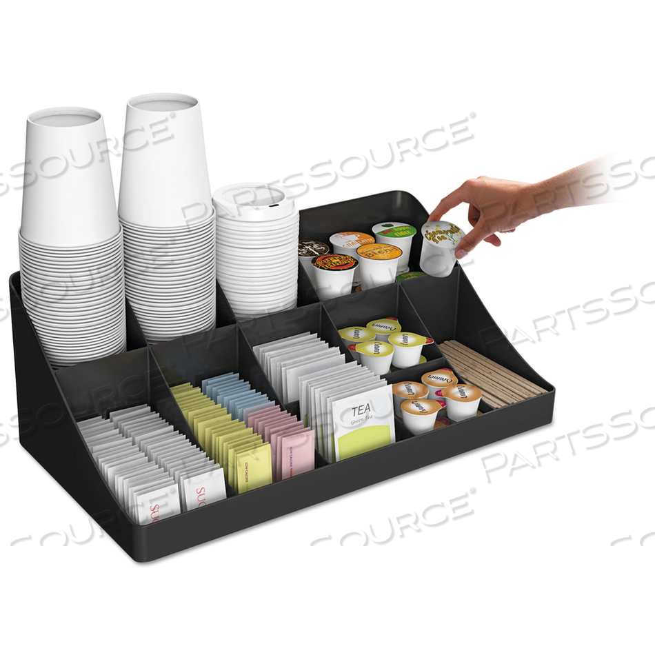 11-COMPARTMENT COFFEE CONDIMENT ORGANIZER, 18.25 X 6.63 X 9.78, BLACK by Mind Reader 11-COMPARTMENT COFFEE CONDIMENT ORGANIZER, 18.25 X 6.63 X 9.78, BLACK by Mind Reader
