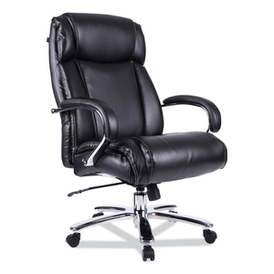 ALERA MAXXIS SERIES BIG/TALL BONDED LEATHER CHAIR, SUPPORTS 500 LB, 21.42" TO 25" SEAT HEIGHT, BLACK SEAT/BACK, CHROME BASE by Alera