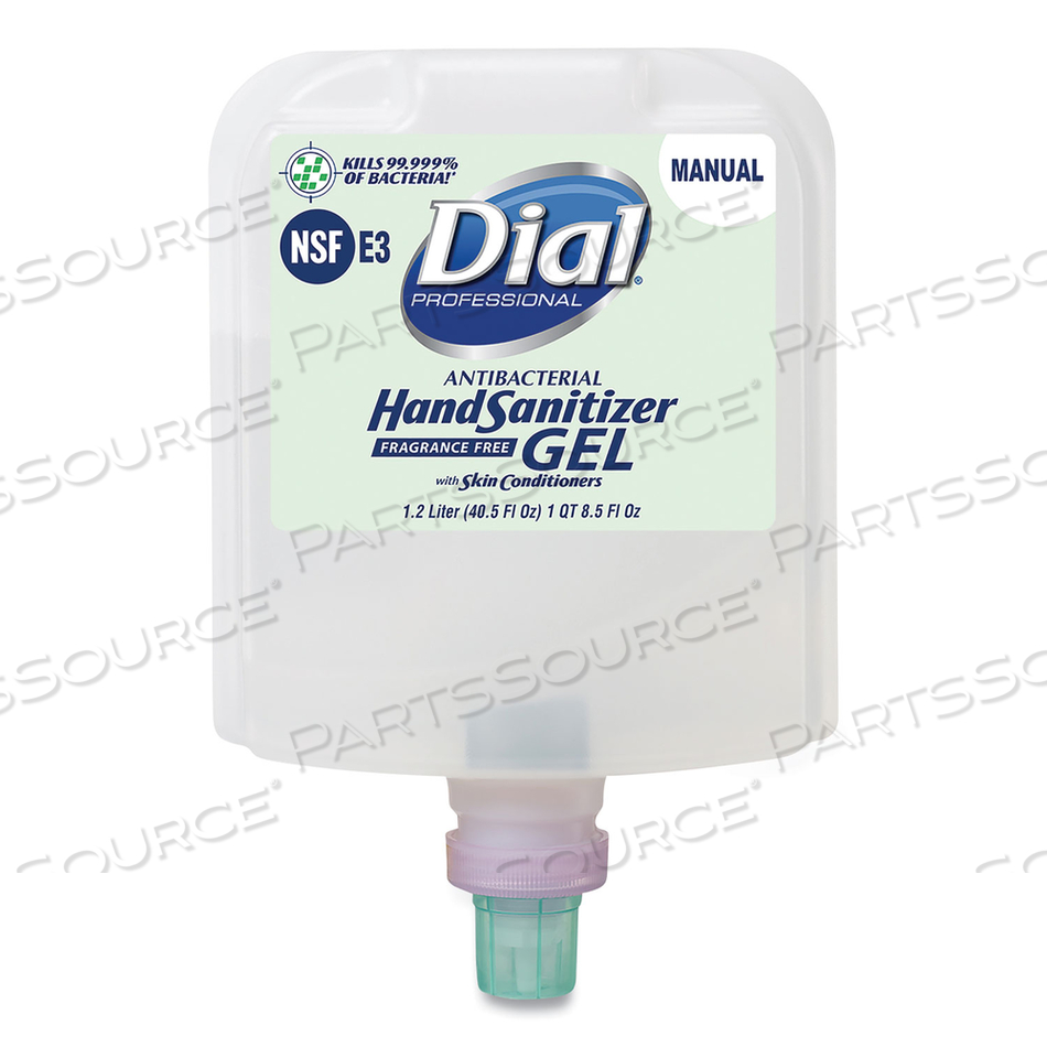 ANTIBACTERIAL GEL HAND SANITIZER REFILL FOR DIAL 1700 DISPENSER, 1.2 L REFILL, FRAGRANCE-FREE, 3/CARTON 