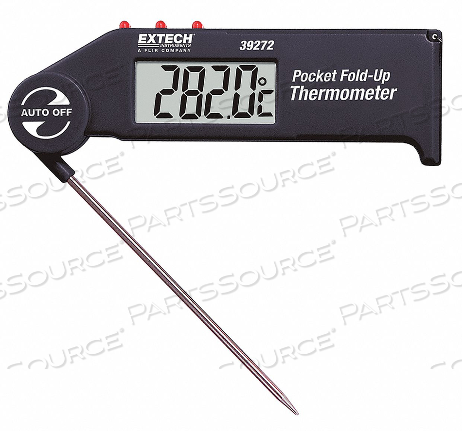 POCKET FOLD UP THERMOMETER W/ADJUSTABLE PROBE, BLACK, 4.5"L by Extech Instruments POCKET FOLD UP THERMOMETER W/ADJUSTABLE PROBE, BLACK, 4.5"L by Extech Instruments