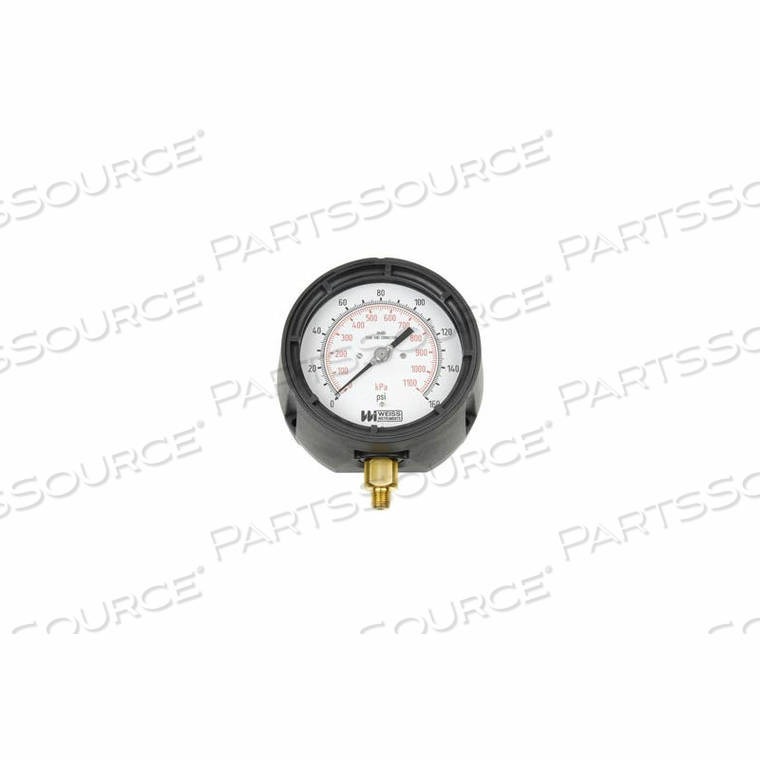 4 1/2", 1/4" NPT BRASS, 0-200 PSI by Weiss Instruments