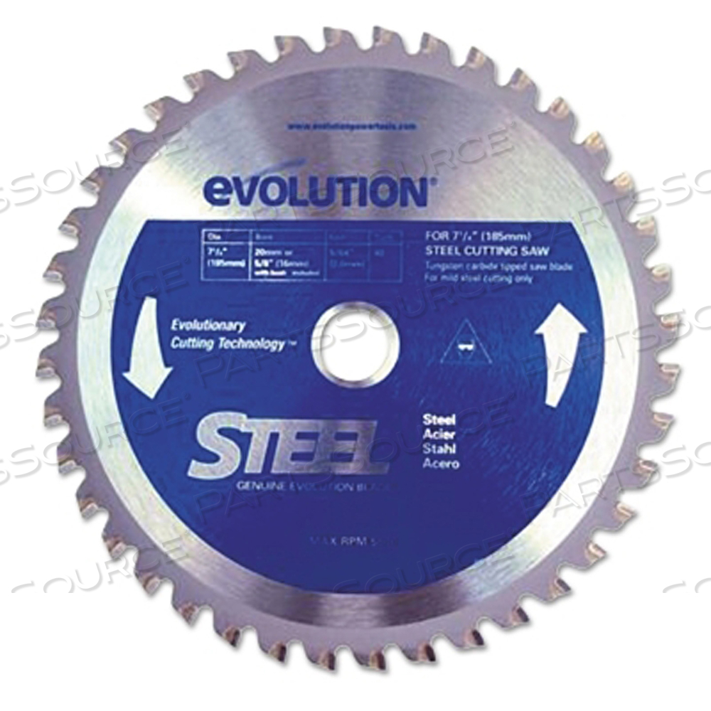 TCT METAL-CUTTING BLADE, 7-1/4 IN, 5/8 IN ARBOR, 5000 RPM, 40 TEETH by Evolution