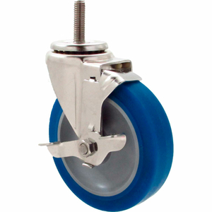 CASTERS SWIVEL STEM CASTER - 5"DIA. NOMADIC, THREADED WITH TOP LOCK, 1-1/2"H STEM by Superior Casters, Inc.