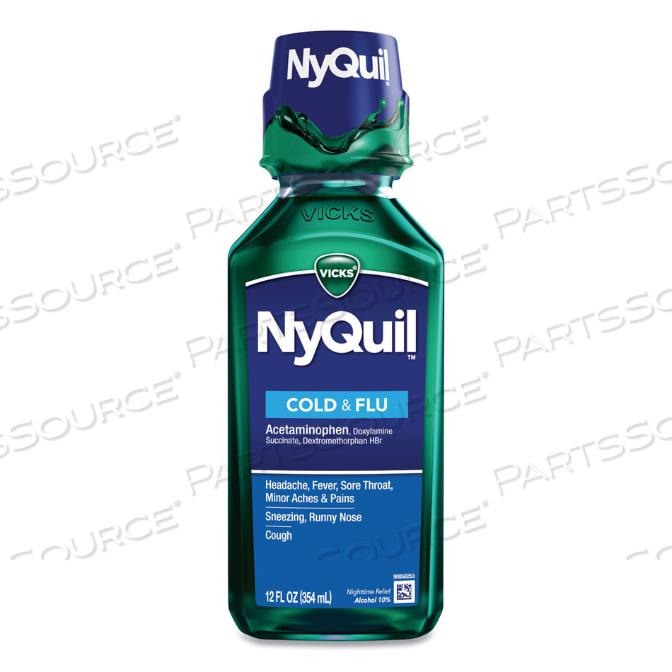 NYQUIL COLD AND FLU NIGHTTIME LIQUID, 12 OZ BOTTLE by Vicks NYQUIL COLD AND FLU NIGHTTIME LIQUID, 12 OZ BOTTLE by Vicks