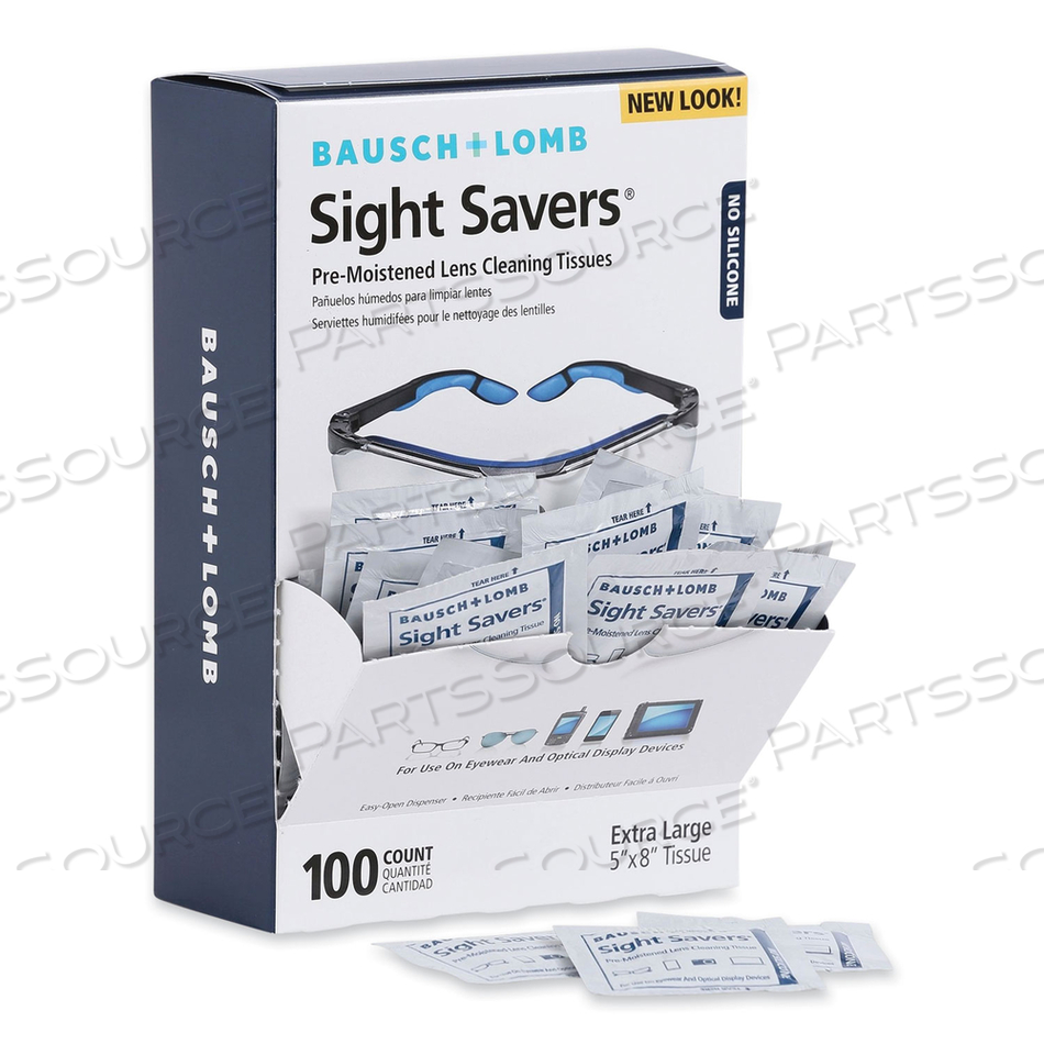 SIGHT SAVERS PREMOISTENED LENS CLEANING TISSUES, 8 X 5 by Bausch & Lomb