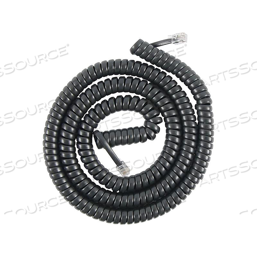 COILED TELEPHONE CORD, PLUG/PLUG, 25 FT, BLACK by Power Gear