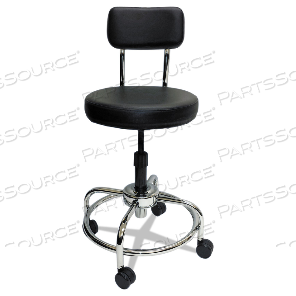 SHOPSOL ROUND VINYL LAB STOOL WITH BACKREST - BLACK by ShopSol
