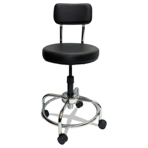 LAB AND HEALTHCARE STOOL, SUPPORTS UP TO 300 LB, 19" TO 27" SEAT HEIGHT, BLACK SEAT/BACK, CHROME BASE by ShopSol