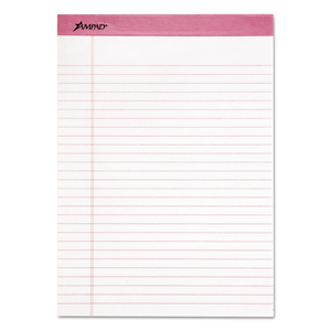 PINK WRITING PADS, WIDE/LEGAL RULE, PINK HEADBAND, 50 WHITE 8.5 X 11 SHEETS, 6/PACK by Ampad Corporation