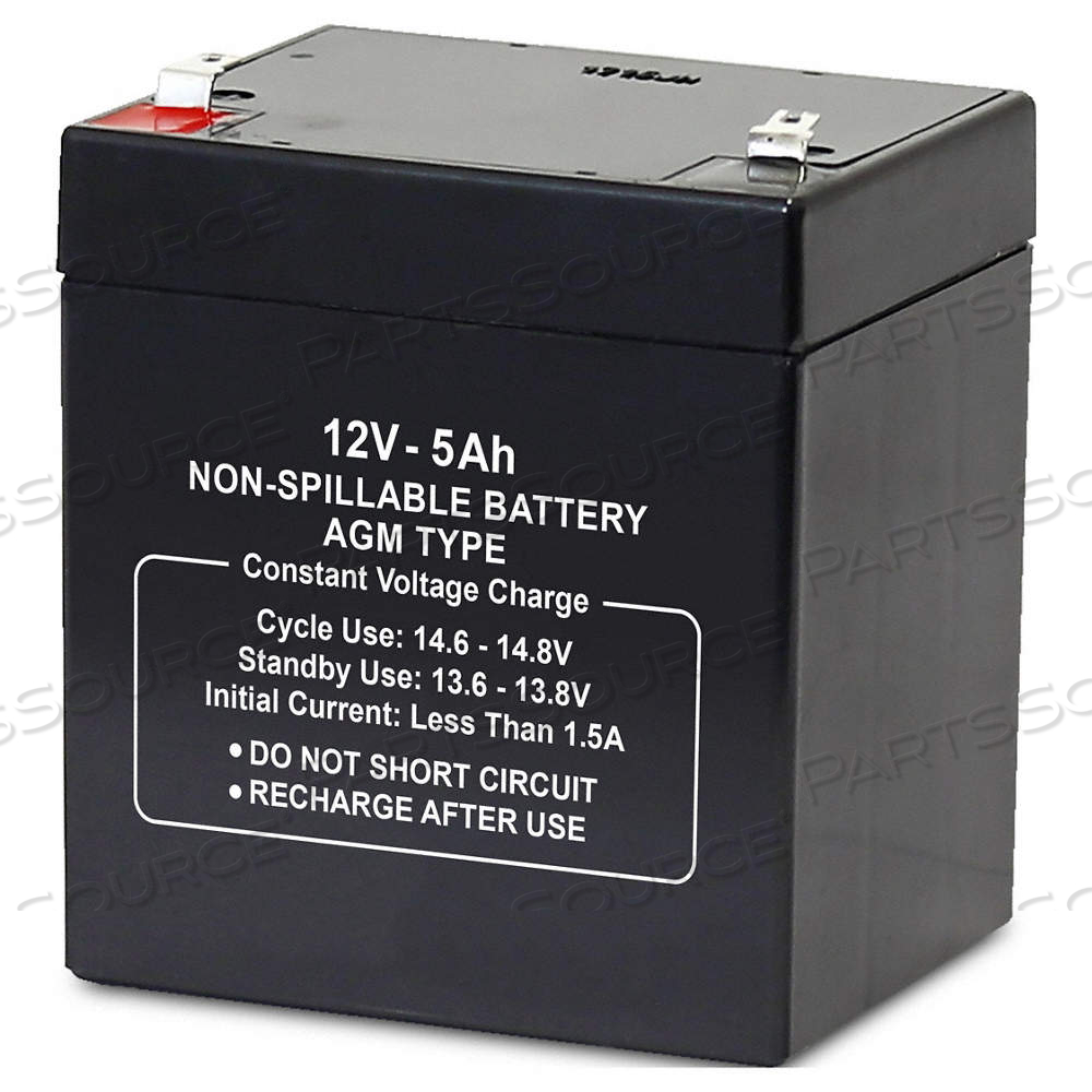 SEALED LEAD ACID BATTERY, 12V DC, 5 AH CAPACITY, 3.98 IN HT, 3.54 IN WD, ABS by Approved Vendor SEALED LEAD ACID BATTERY, 12V DC, 5 AH CAPACITY, 3.98 IN HT, 3.54 IN WD, ABS by Approved Vendor