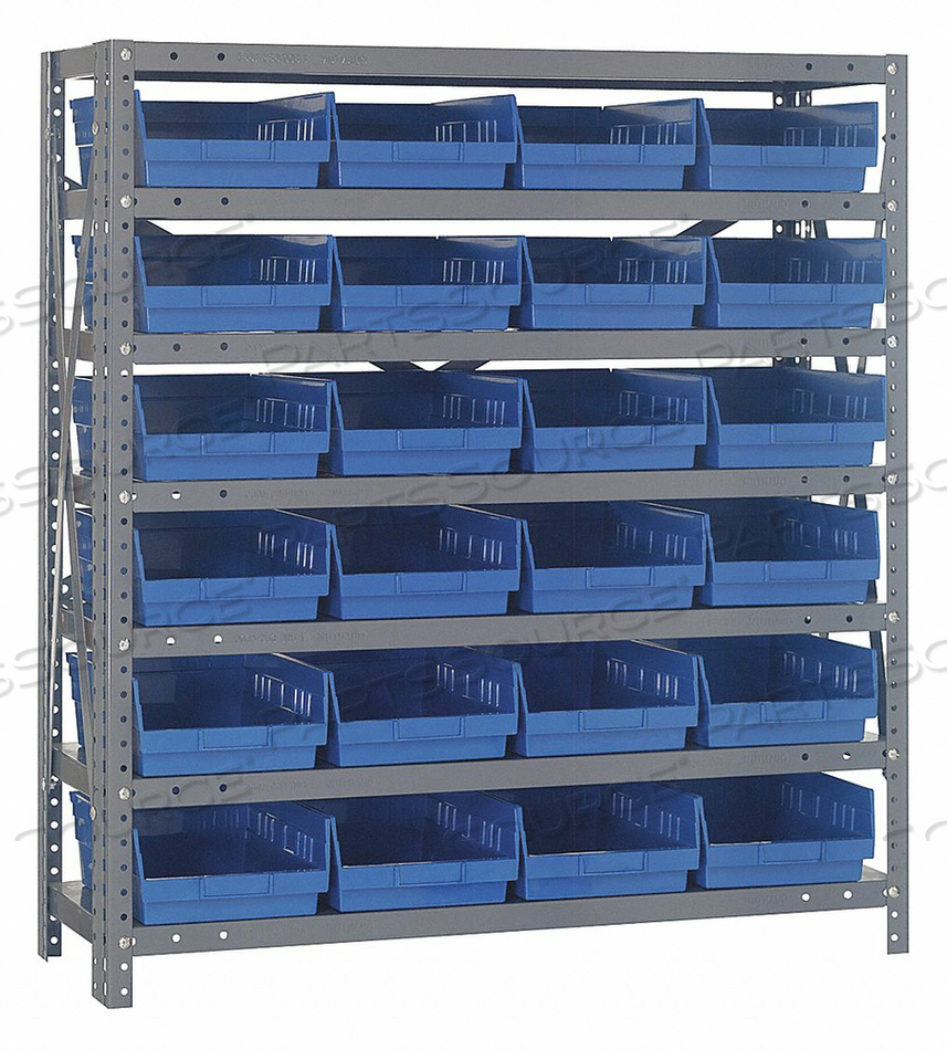 BIN SHELVING 39 OVERALL H 24 BINS BLUE by Quantum Storage Systems BIN SHELVING 39 OVERALL H 24 BINS BLUE by Quantum Storage Systems