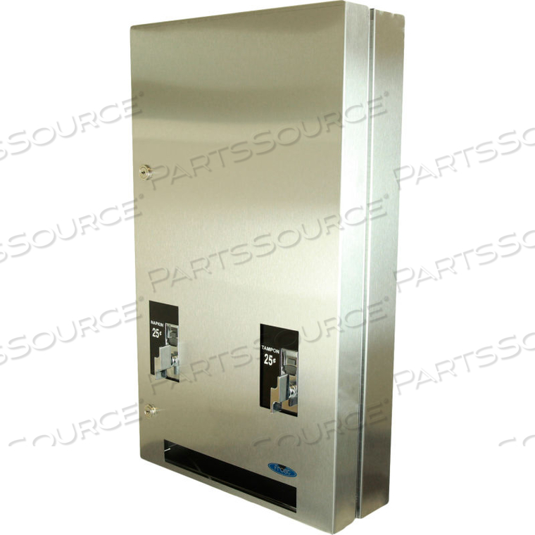 DOUBLE SANITARY NAPKIN, TAMPON VENDOR - STAINLESS, 50 CENT by Frost Products Ltd DOUBLE SANITARY NAPKIN, TAMPON VENDOR - STAINLESS, 50 CENT by Frost Products Ltd