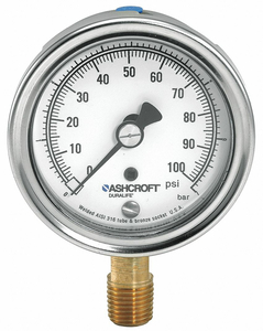 GAUGE PRESSURE 0 TO 160 PSI 304 SS by Ashcroft Inc.