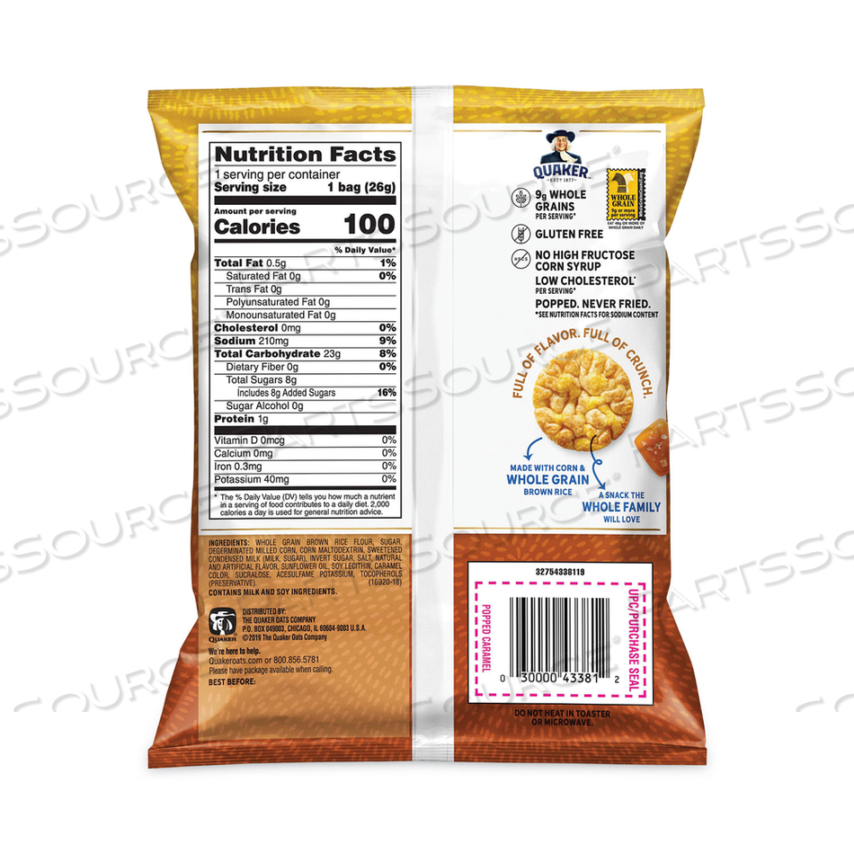 RICE CRISPS, CARAMEL, 0.67 OZ BAG, 60 BAGS/BOX 