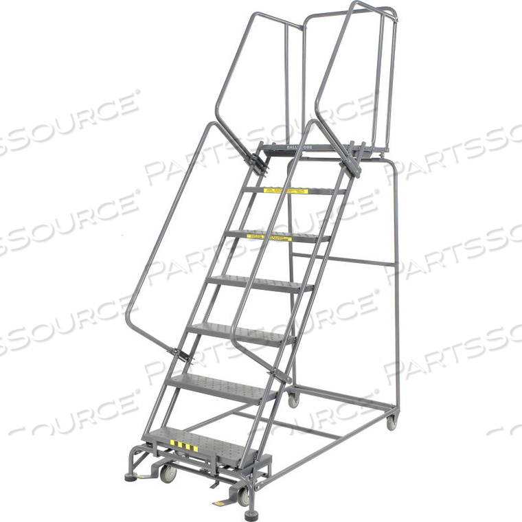 PERFORATED 24"W 7 STEP STEEL ROLLING LADDER 21"D TOP STEP- LOCK TYPE B by Ballymore