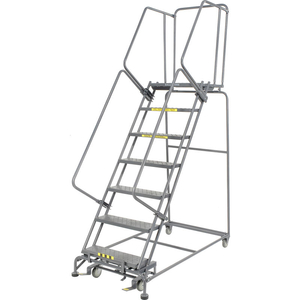 PERFORATED 24"W 7 STEP STEEL ROLLING LADDER 21"D TOP STEP- LOCK TYPE B by Ballymore