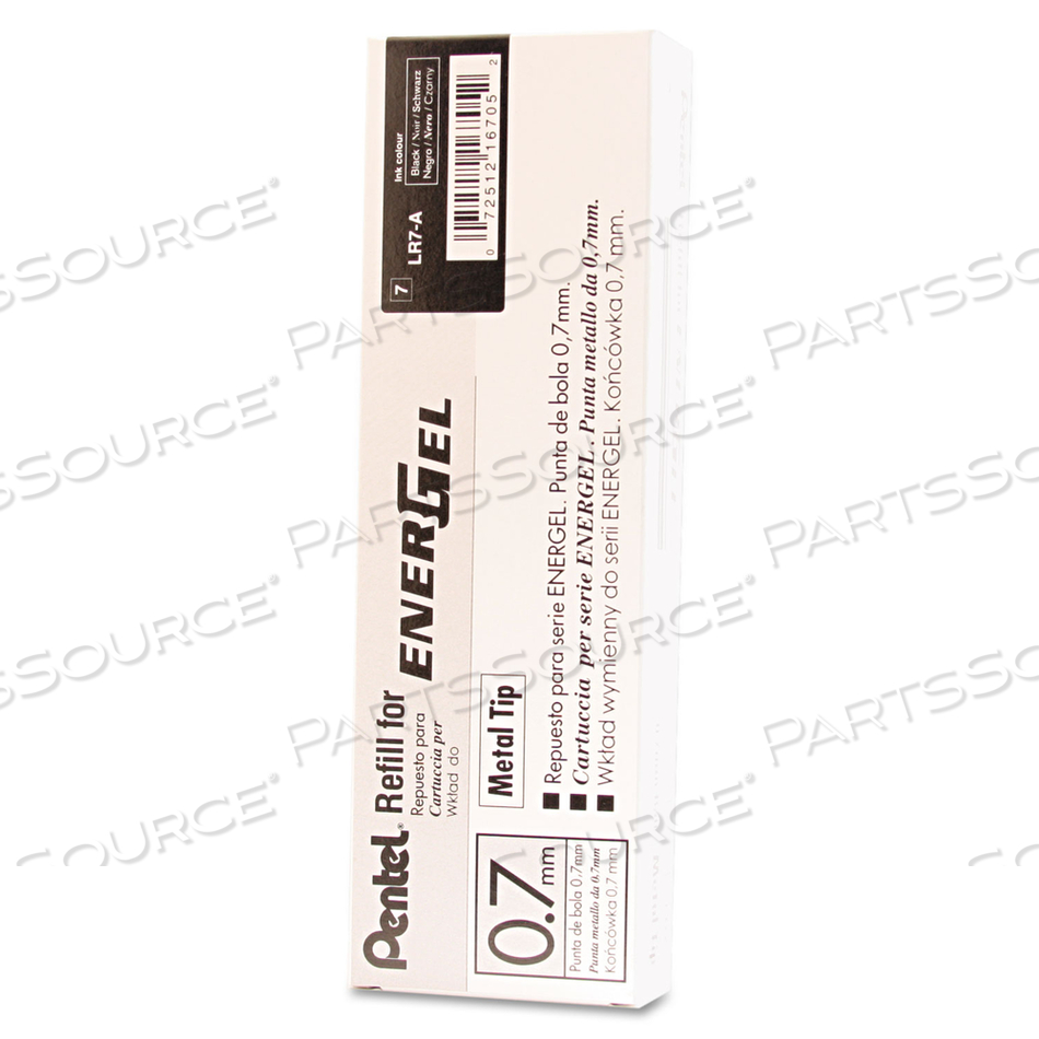 REFILL FOR PENTEL ENERGEL RETRACTABLE LIQUID GEL PENS, MEDIUM CONICAL TIP, BLACK INK by Pentel of America