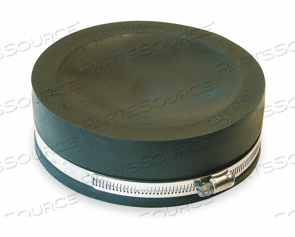 ROUND END CAP, PVC, FOR 6 IN PIPE, 2 IN OVERALL LG, 1 CLAMPS INCLUDED by Fernco ROUND END CAP, PVC, FOR 6 IN PIPE, 2 IN OVERALL LG, 1 CLAMPS INCLUDED by Fernco