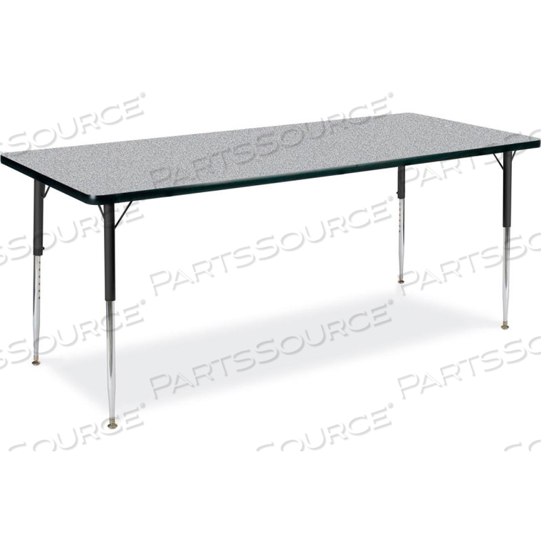 ACTIVITY TABLE W/ ADJUSTABLE LEGS - 30" X 60" - RECTANGLE - BLACK FRAME/GRAY TOP 