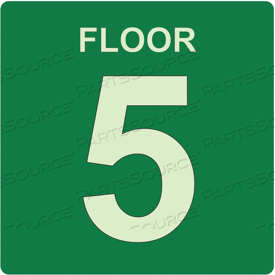 SIGN FLOOR 5 GREEN ENGLISH PVC by Ability One SIGN FLOOR 5 GREEN ENGLISH PVC by Ability One