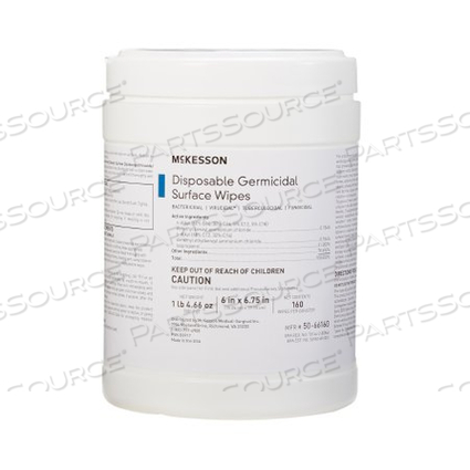 SURFACE DISINFECTANT WIPES, LARGE CANISTER (160 PER BOX) by McKesson