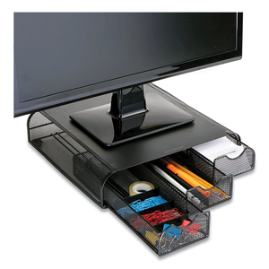 PERCH MONITOR STAND AND DESK ORGANIZER, 13" X 12.5" X 3", BLACK by Mind Reader