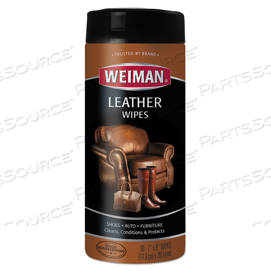 LEATHER WIPES, 7 X 8, 30/CANISTER by Weiman LEATHER WIPES, 7 X 8, 30/CANISTER by Weiman