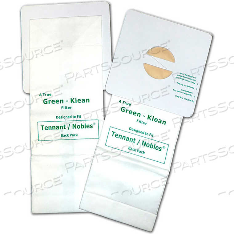 NOBLES PORTAPAC I & II/NOBLES STRAP-A-VAC II/TENNANT 3000/3050 BACK PACK VACUUM BAGS by Kleen Green