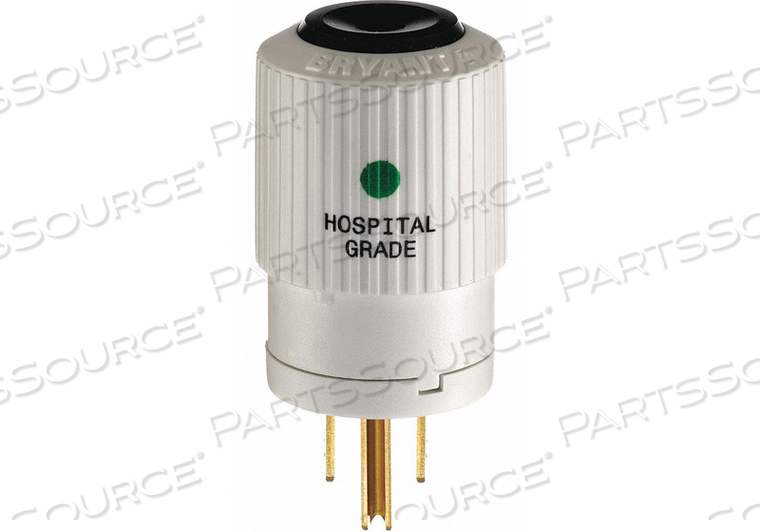 STRAIGHT BLADE PLUG, 5-15P, 15 A, 125V AC, WHITE, 2 POLES, SCREW TERMINALS by Hubbell Power Systems