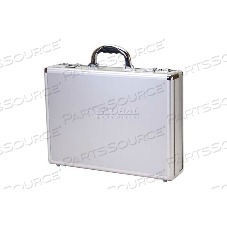 BRIEF CASE, ALUMINUM FRAME & PANELS, 18"L X 13"W X 4"H, SMOOTH SILVER 