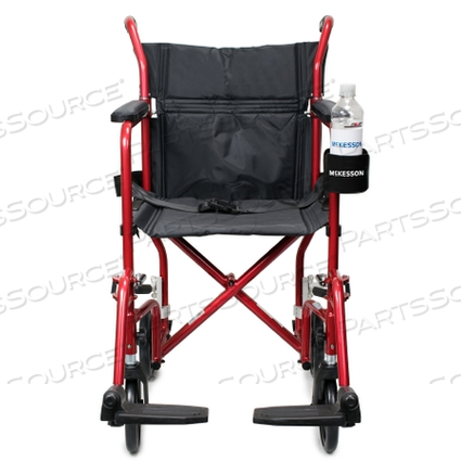 LIGHTWEIGHT TRANSPORT CHAIR, BLACK WITH RED FINISH by McKesson