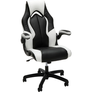 ESSENTIALS COLLECTION HIGH-BACK RACING STYLE BONDED LEATHER GAMING CHAIR, IN WHITE by OFM Inc