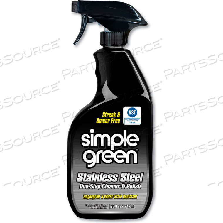 STAINLESS STEEL CLEANER & POLISH, 32 OZ. TRIGGER SPRAY BOTTLE, 12 BOTTLES - 18300 