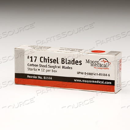 CHISEL BLADE NUMBER 17 0.40 MM HIGH CARBON-STEEL STERILE 37 MM LENGTH (12 PER BOX) by McKesson
