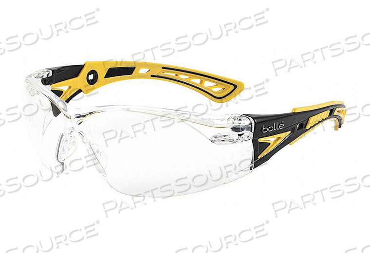 GLASSES SAFETY CLEAR LENS BLK/YEL FRAME by Bolle Safety