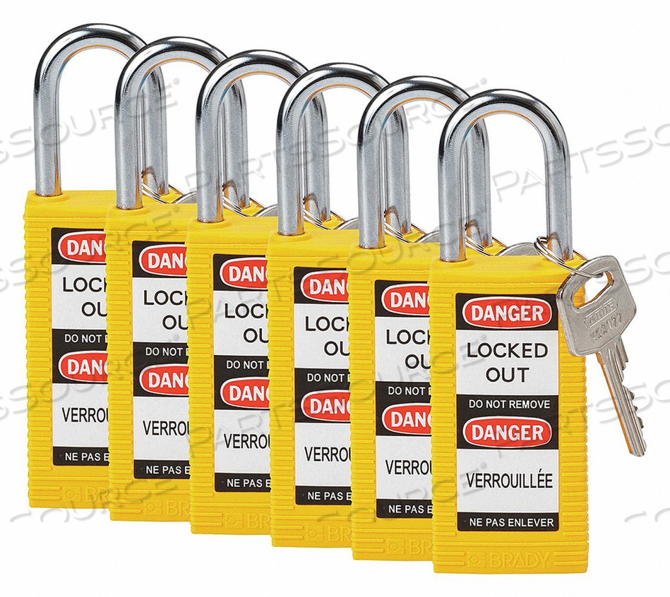 LOCKOUT PADLOCK KA YELLOW 3 H PK6 by Brady Americas
