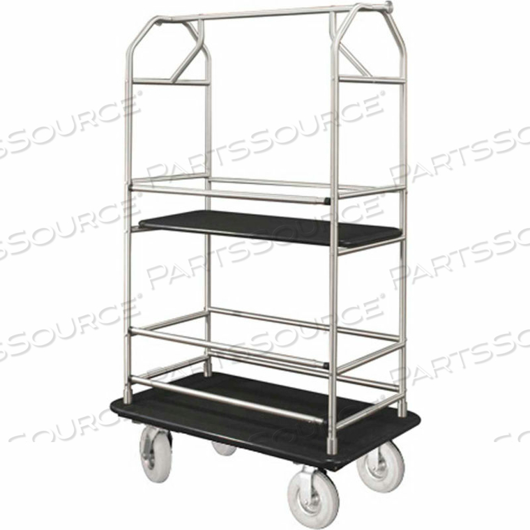 BELLMAN CONDO CART 40X25 SATIN ALUMINIM BLACK CARPET, 4 PNEUMATIC WHEELS by Glaro Products Inc BELLMAN CONDO CART 40X25 SATIN ALUMINIM BLACK CARPET, 4 PNEUMATIC WHEELS by Glaro Products Inc
