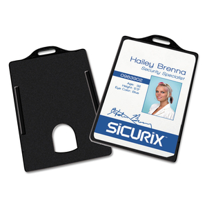 SICURIX BADGE/CARD HOLDER, 4 X 2 9/10, BLACK, 25/PACK by Sicurix