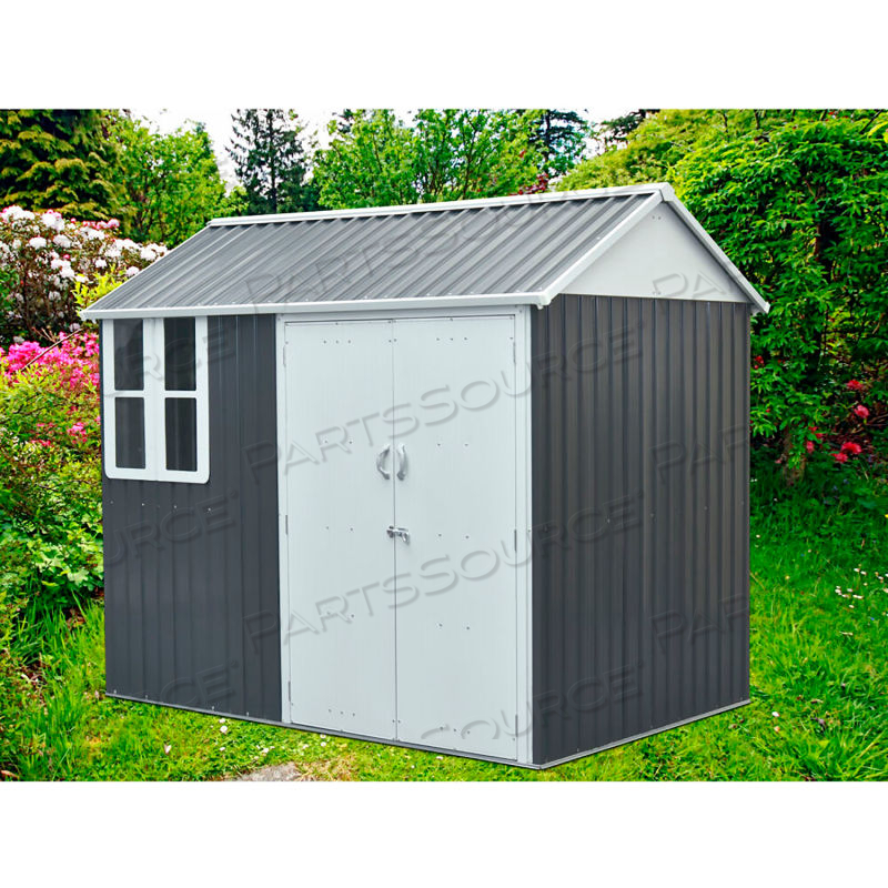 HANOVER GALVANIZED STEEL SHED, 63-11/16"L X 102"W X 87-3/5"H, DARK GRAY/WHITE 