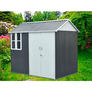 HANOVER GALVANIZED STEEL SHED, 63-11/16"L X 102"W X 87-3/5"H, DARK GRAY/WHITE by Almo