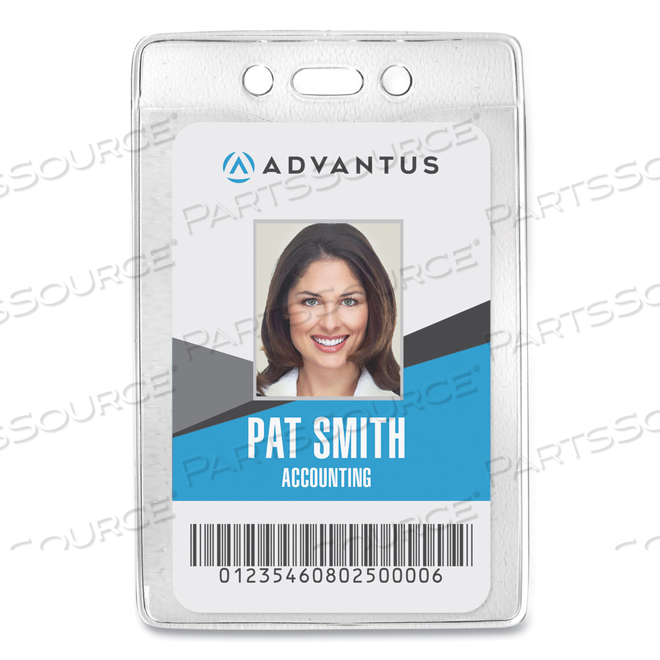 SECURITY ID BADGE HOLDERS, PREPUNCHED FOR CHAIN/CLIP, VERTICAL, CLEAR 2.63" X 4.38" HOLDER, 2.38" X 4.25" INSERT by Advantus