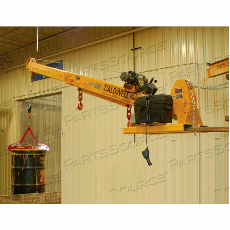 POWERED TELESCOPIC AND PIVOTING FORKLIFT JIB BOOM CRANE by Caldwell