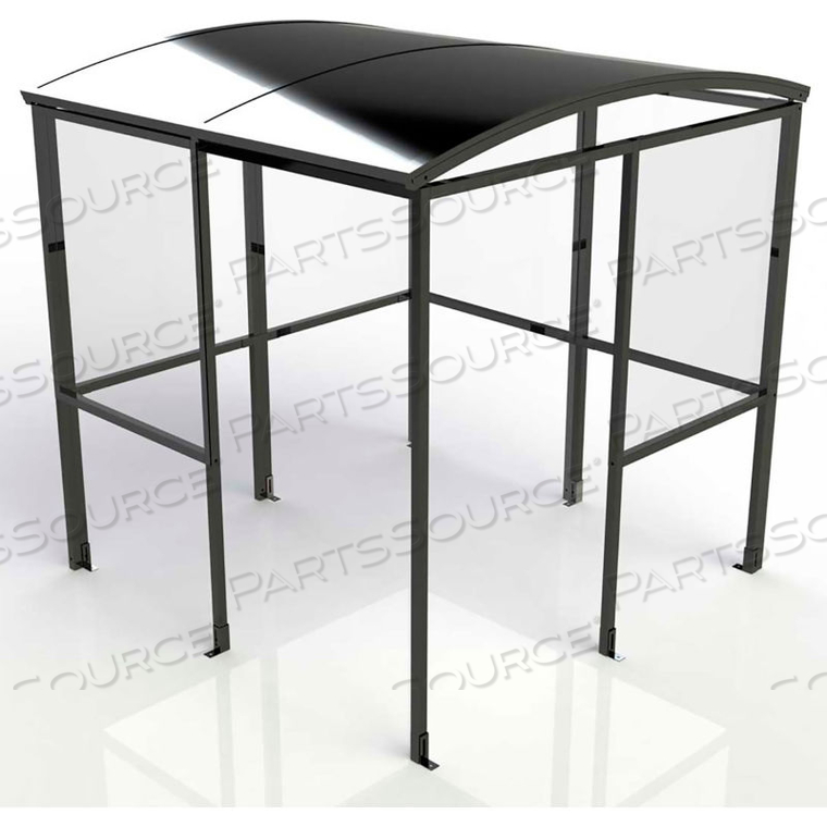 4-SIDED SMOKING SHELTER - HALF SIDE PANELS - 7'W X 7'D X 7'11"H ALUMINUM ROOF by No Butts Bin Co. 4-SIDED SMOKING SHELTER - HALF SIDE PANELS - 7'W X 7'D X 7'11"H ALUMINUM ROOF by No Butts Bin Co.